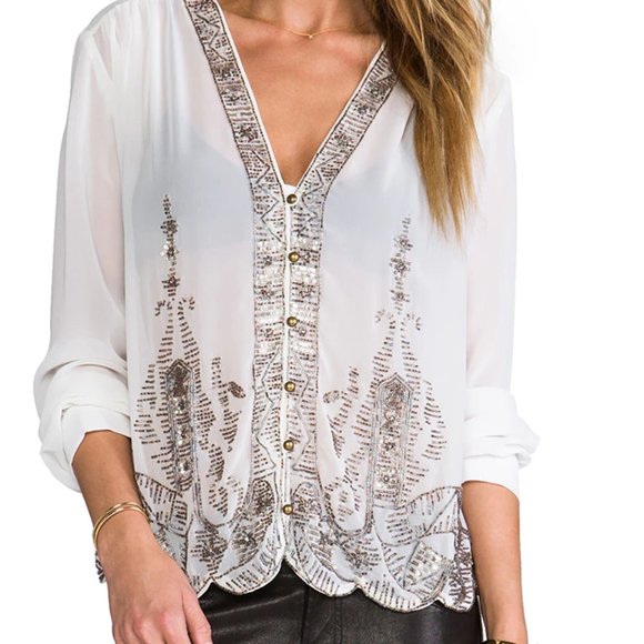 plenty by Tacy Reese embellished blouse size P - Picture 1 of 4